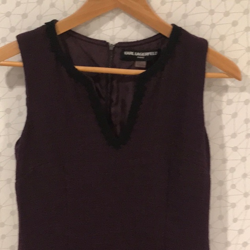 Burgundy tweed Karl Lagerfeld sheath dress